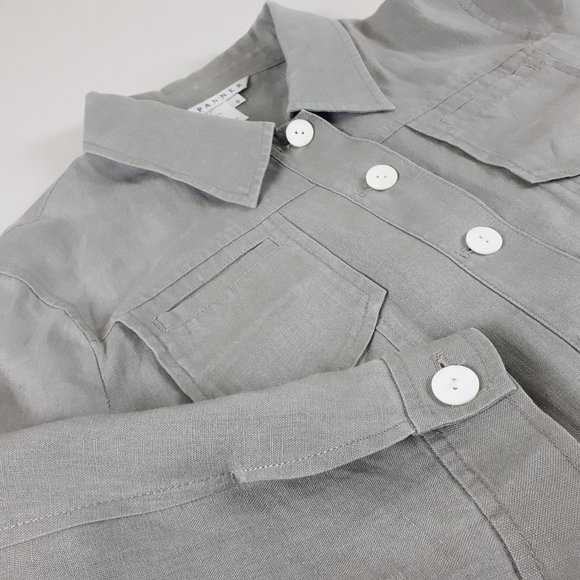 Spanner Taupe Button Down Linen Top - Picture 3 of 13